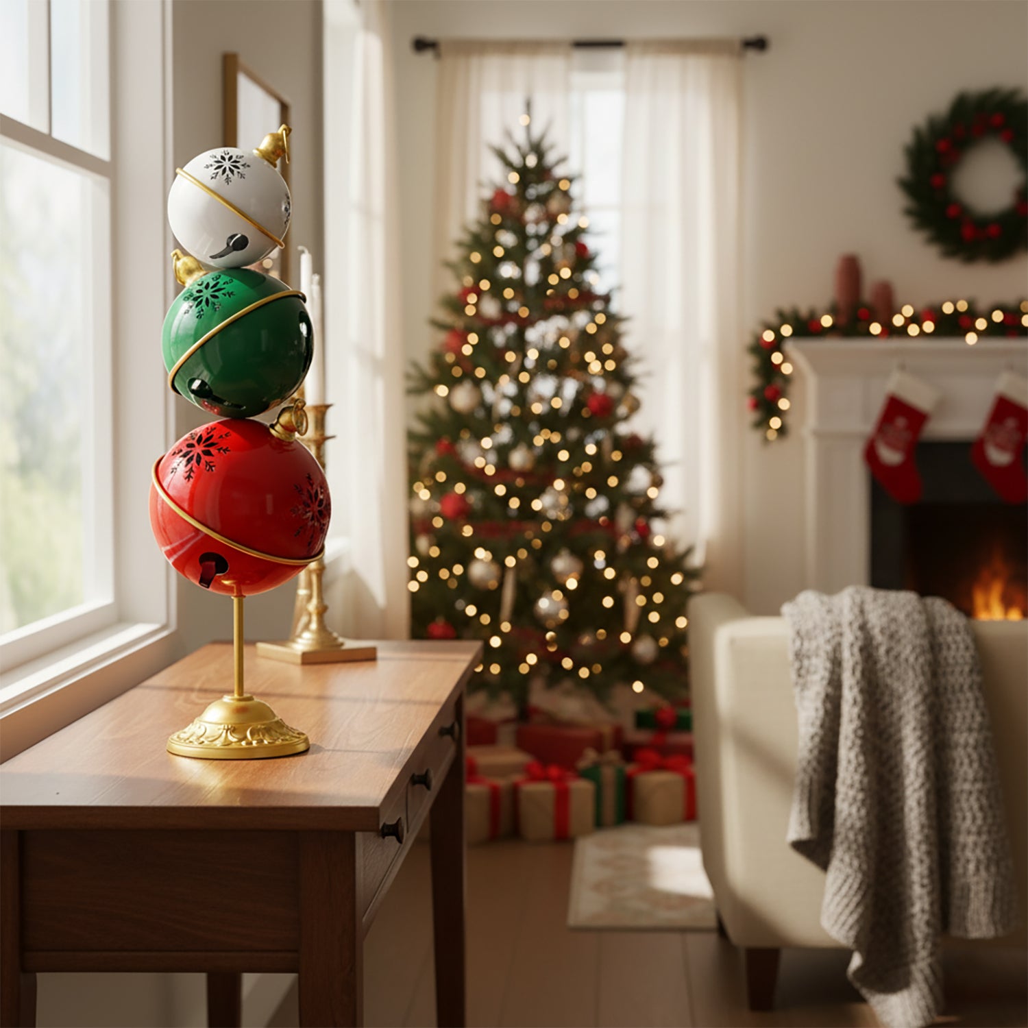VESTIAMO CASA GRAN NATALE - Decorazione Natalizia Torre Campanelle h80 cm